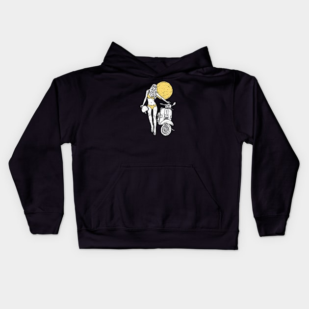 SCOOTER GIRL Kids Hoodie by TENSTUDIOART